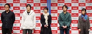 『ふゆの獣』左から内田伸輝監督、高木広介さん、加藤めぐみさん、佐藤博行さん、前川桃子さん